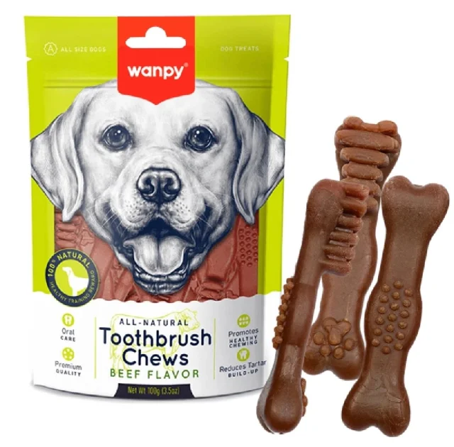 Лакомство Wanpy Toothbrush Chews Beef для собак, со вкусом говядины, 100 г
