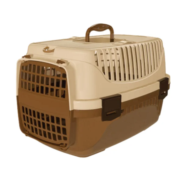 Переноска Irak Plast PT-100 для кошек и собак, коричнево-бежевая, 48×32.5×31 см