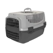 Переноска Irak Plast PT-105 для кошек и собак черно-серая, 55×36.5×33 см