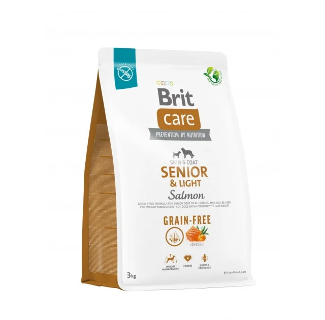 Беззерновий сухий корм Brit Care Dog Grain-free Senior & Light для собак похилого віку, з надмірною вагою, лосось, 3 кг
