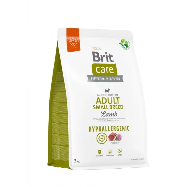 Сухой корм Brit Care Hypoallergenic Adult Small Breed для собак малых пород, ягненок, 3 кг
