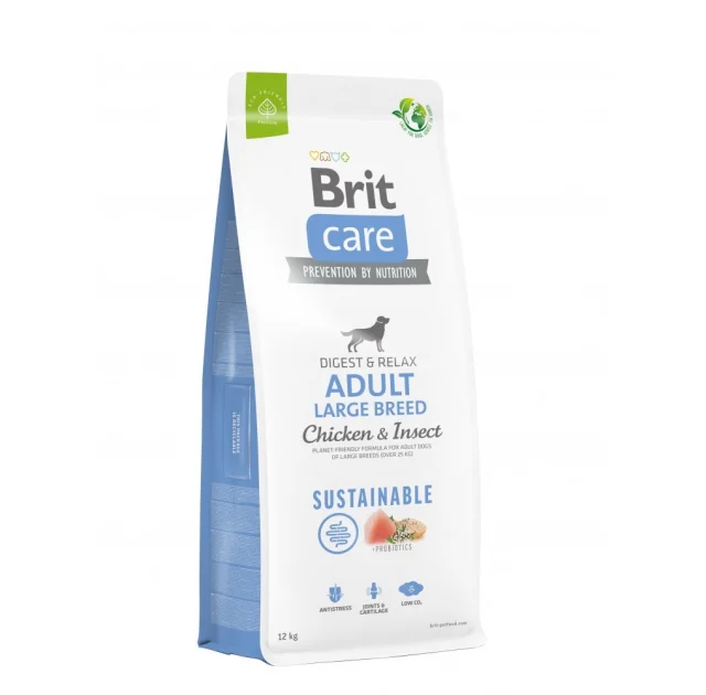 Сухой корм Brit Care Sustainable Adult Large Breed для собак, больших пород, курица и насекомые, 12 кг