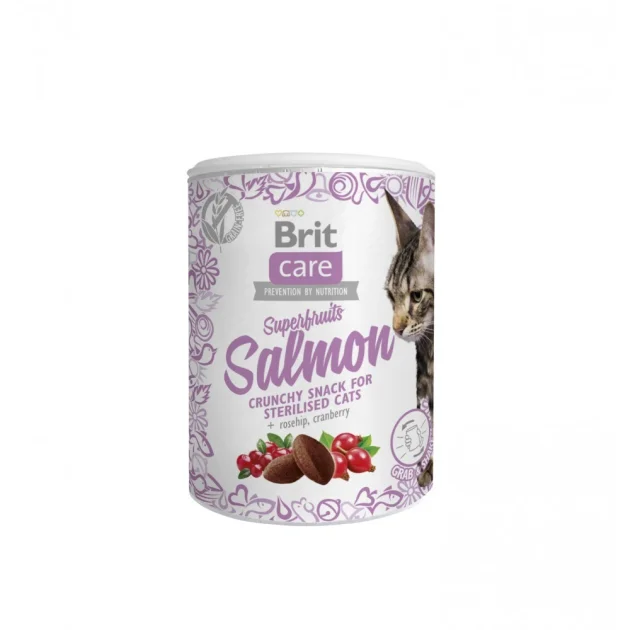Ласощі Brit Care Superfruits Snack Salmon для котів, хрусткі, лосось, 100 г