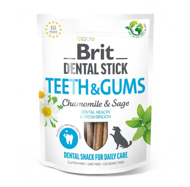 Ласощі Brit Dental Stick Teeth and Gums для собак, для зубів і ясен, ромашка і шавлія, 7 шт, 251 г