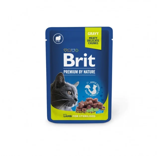 Вологий корм Brit Premium Lamb for Sterilised для стерилізованих котів, ягня 100 г