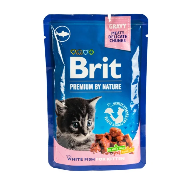 Вологий корм Brit Premium White fish for Kitten для кошенят, біла риба, 100 г