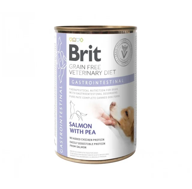 Вологий корм Brit VD GF Gastrointestinalдля собак при захворюваннях ШКТ лосось і горох 400 г