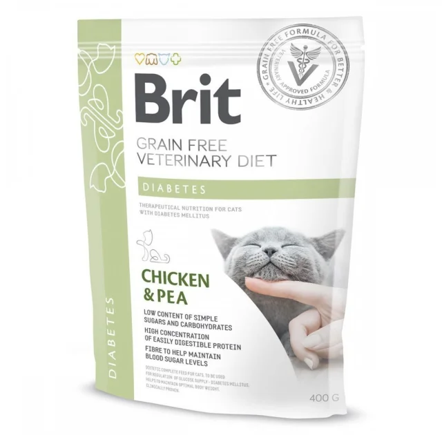 Сухий корм Brit VD GF Diabetes для котів при діабеті, курка і горох, 400 г