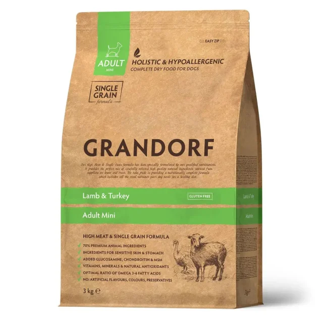 Сухий корм Grandorf Mini Lamb & Turkey для дорослих собак дрібних порід, ягня та індичка, 1 кг