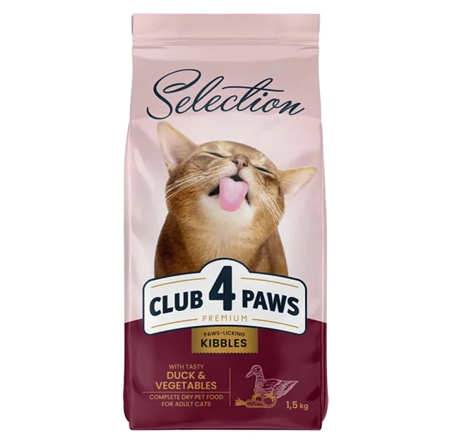 Сухий корм Клуб 4 Лапи Premium Selection для дорослих котів, качка з овочами, 1.5 кг
