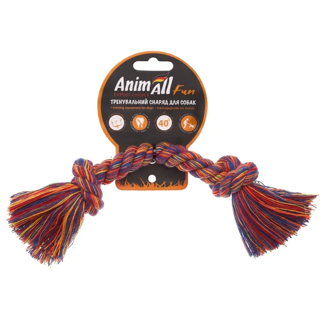 Игрушка AnimAll Fun канат-кость для собак, разноцветная, 23 см