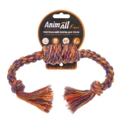 Іграшка AnimAll Fun канат-бочка з двума вузлами для собак, різнокольорова, 27 см