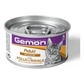 Консерви Gemon Cat Wet Adult м'ясний мус для дорослих котів, курка та свинина, 85 г