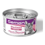 Консерви Gemon Cat Wet Sterilised м'ясний мус для стерилізованих котів, курка та лівер, 85 г