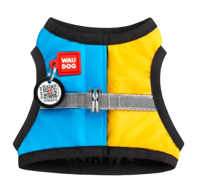 Шлей Waudog Clothes с QR паспортом, "Colors of freedom" для собак мягкая, S2, обхват груди 46-50 см, обхват шеи 43-45 см