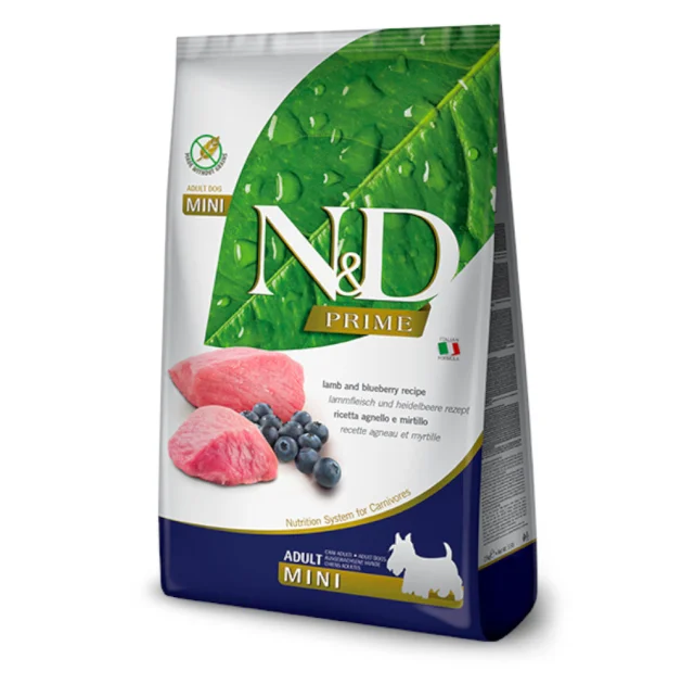 Беззерновий сухий корм Farmina N&D Prime Dog Lamb & Blueberry Adult Mini для дорослих собак дрібних порід, ягнятко з чорницею, 800 г