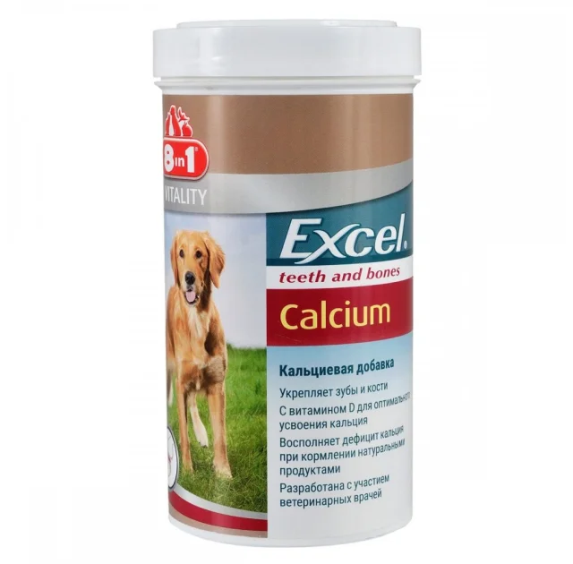 8in1 Excel Calcium добавка з кальцієм для собак, 880 табл, 400 г