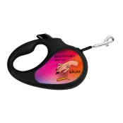 Поводок-рулетка Waudog R-leash для собак, рисунок "Конотопские магические войска", S, до 15 кг, 5 м, черный