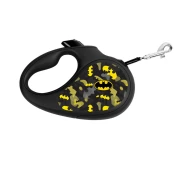 Поводок-рулетка Waudog R-leash для собак, рисунок "Бэтмен Узор", светоотражающая лента, черный, M, 25 кг, 5 м
