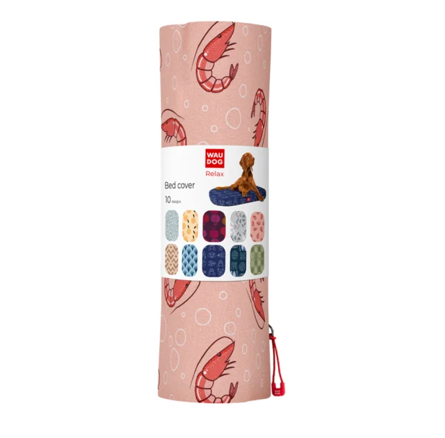 Чехол для лежанки Waudog Relax, рисунок "Креветка", S для собак, ширина 55 см, 40см
