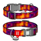 Нашийник Waudog Nylon з QR паспортом для собак нейлоновий , малюнок "Куби 3Д",  L, ширина 25 мм, довжина 33-49 см