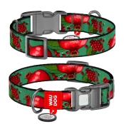 Нашийник Waudog Nylon з QR паспортом для собак нейлоновий, малюнок "Гранати",  XL, ширина 25 мм, довжина 37-58 см