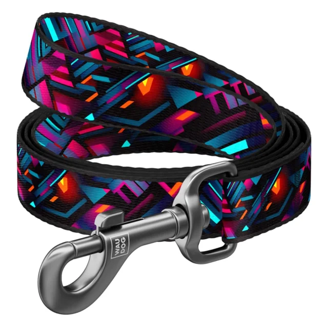 Повідець Waudog Nylon для собак, малюнок "Нескінченні світи", нейлоновий, S, ширина: 15 мм, довжина: 122 см