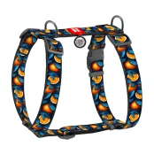 Шлея анатомічна H-подібна Waudog Nylon для собак з QR-паспортом, малюнок "Апельсини",  XL, Ш 35 мм, А 55-95 см, В 70-110 см