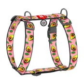 Шлея анатомічна H-подібна Waudog Nylon для собак з QR-паспортом, малюнок "Авокадо на рожевому",  XL, Ш 35 мм, А 55-95 см, В 70-110 см