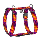 Шлея анатомическая H-образная Waudog Nylon для собак с QR-паспортом, рисунок "Кубы 3Д",  XL, Ш 35 мм, А 55-95 см, В 70-110 см