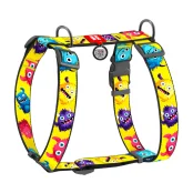 Шлея анатомическая H-образная Waudog Nylon для собак с QR-паспортом, рисунок "Мохнатые монстры",  XL, Ш 35 мм, А 55-95 см, В 70-110 см