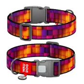 Нашийник Waudog Nylon з QR паспортом для собак, малюнок "Куби 3Д",  нейлоновий, XXL, ширина 35 мм, довжина 46-70 см