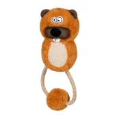 Игрушка GiGwi Eco Friendz Бобер с пищалкой и веревкой для собак, переделан текстиль, М, 30 см