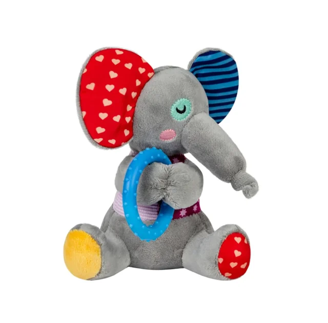 Игрушка GiGwi Plush для собак Слоненок с кольцом и пищалкой, текстиль, термопластическая резина, 16 см