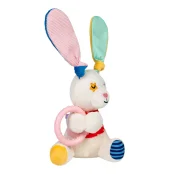Игрушка GiGwi Plush для собак, Зайка с кольцом и пищалкой, текстиль, термопластическая резина, 16 см