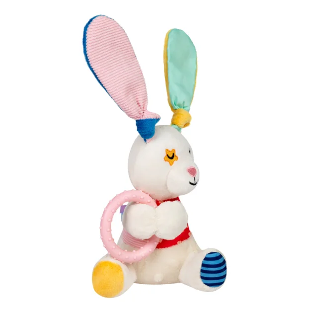 Іграшка GiGwi Plush для собак, Зайчик з кільцем та пищалкою, текстиль, термопластична гума, 16 см