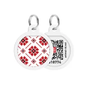 Адресник Waudog Smart ID з QR паспортом для собак і кішок, малюнок "Вишиванка", коло, 25 мм