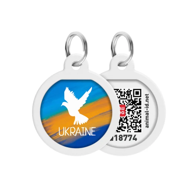 Анресник Waudog Smart ID с QR паспортом для собак и кошек, рисунок "Знамя" круг, 25 мм