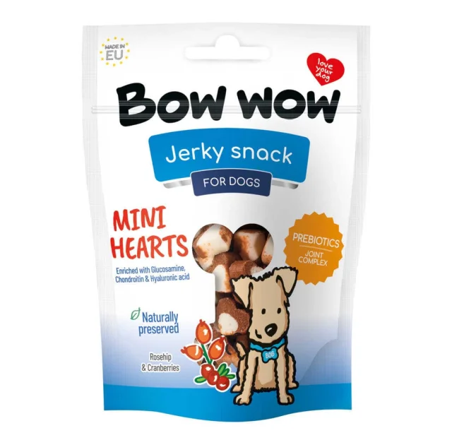 Ласощі для собак Bow wow, міні-сердечка, 80 г