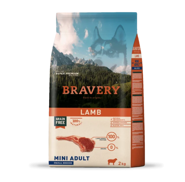Сухий корм Bravery Lamb Mini Adult, дорослих собак дрібних порід, з ягням, 2 кг