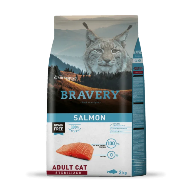 Сухий корм Bravery Salmon Adult Cat Sterilized, для котів, з лососем, 2 кг