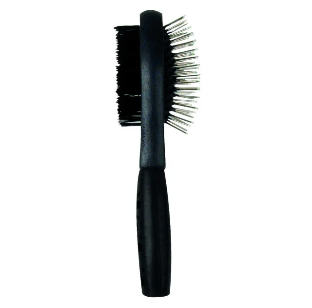 Гребінець-щітка TatraPet Dog Salon двостороння з гумовою ручкою, 5×19 см