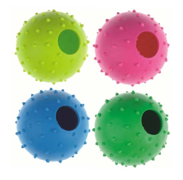 Игрушка Tatrapet Dental Gum для собак, мячик резиновый с шипами и отверстием, 9.5 см, разные цвета