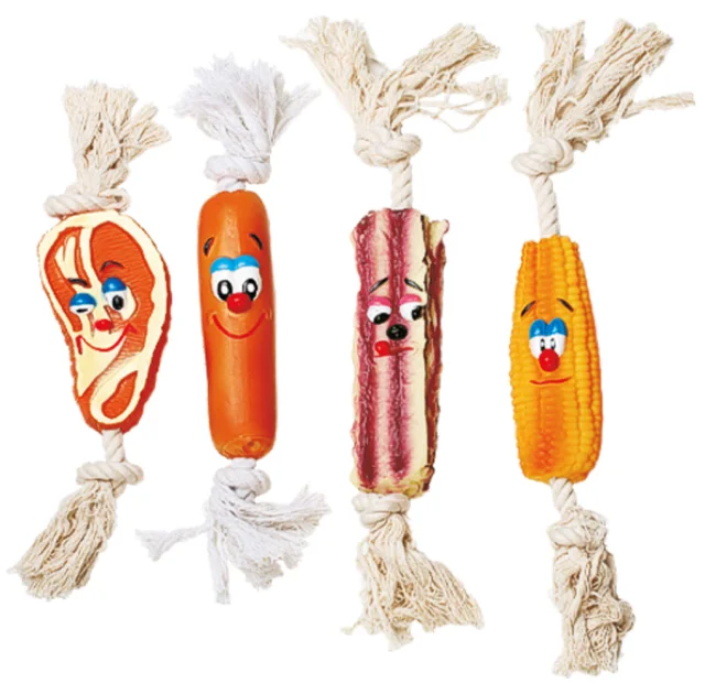 Игрушка Tatrapet Toys Fun для собак, виниловое лакомство на веревке, 35 см, разные фигуры