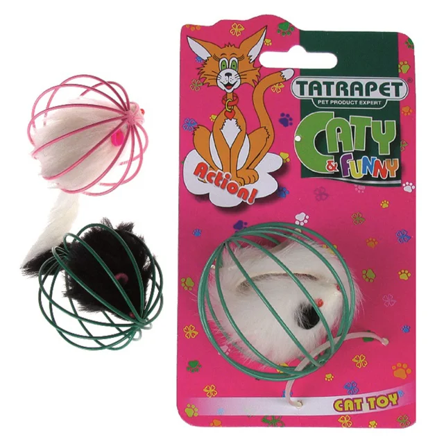 Іграшка Tatrapet Caty funny для котів, мишка в металевому шару, 6 см