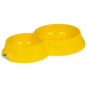 Миска двойная Природа №0 для кошек, желтая, 0.075/0.125 л