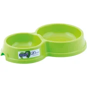 Миска двойная Природа №0 для кошек, зеленая, 0.075/0.125 л