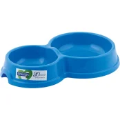 Миска двойная Природа №1 для кошек, синяя, 0.15/0.27 л