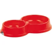 Миска подвійна Природа №1 для котів, червона, 0.15/0.27 л