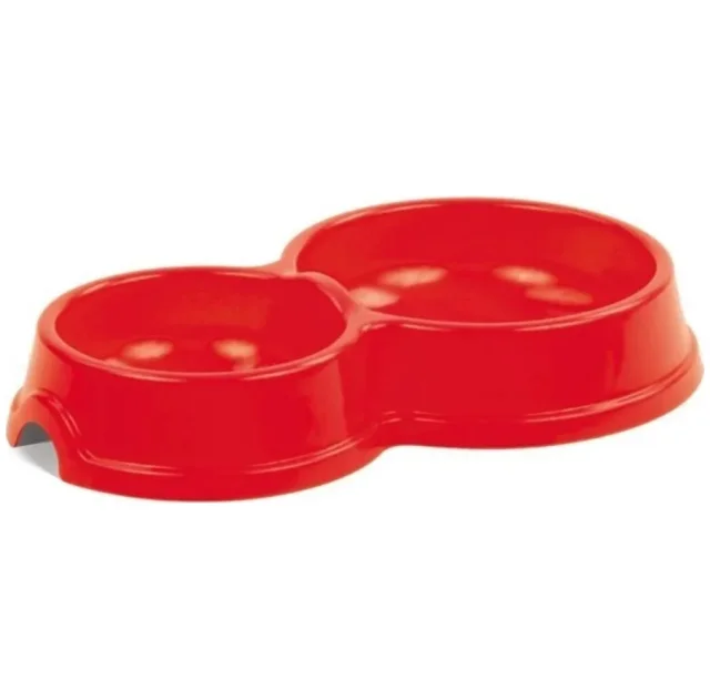 Миска подвійна Природа №1 для котів, червона, 0.15/0.27 л